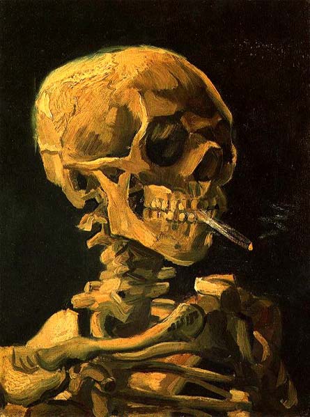 Skull with Burning cigarette, Vincent van Gogh, 1886