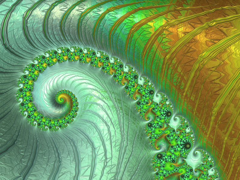 Fractal Art Wallpaper, Aqua Green Gold