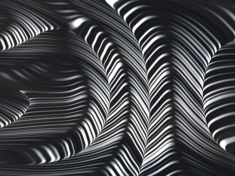 Fractal Art Wallpaper, Black White Geometric Curve