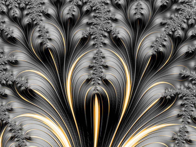 Fractal Art Wallpaper, Black With Gold