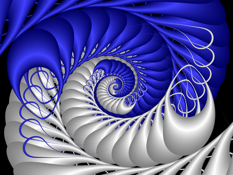 Fractal Art Wallpaper, Blue and White Spiral