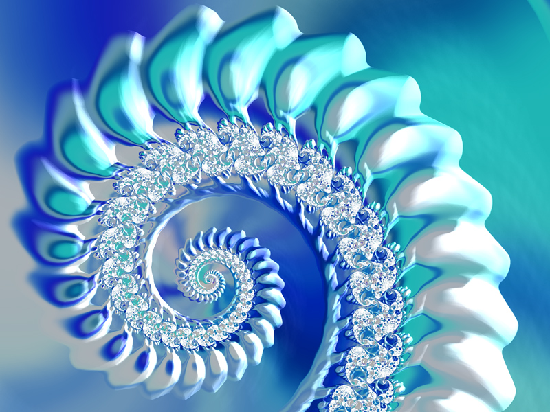 Fractal Art Wallpaper, Blue Aqua Spiral Frax