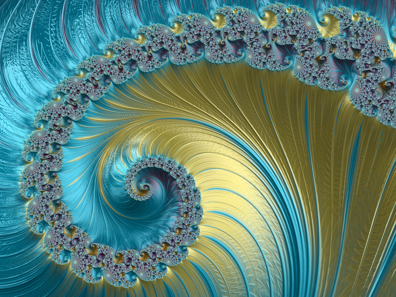 Fractal Art Wallpaper, Blue Gold Frax