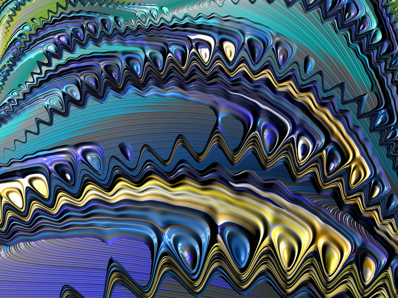Fractal Art Wallpaper, Blue Gold Ripples