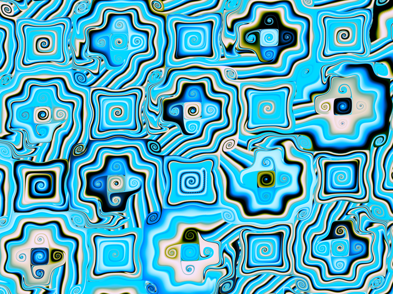 Fractal Art Wallpaper, Blue Mosaic