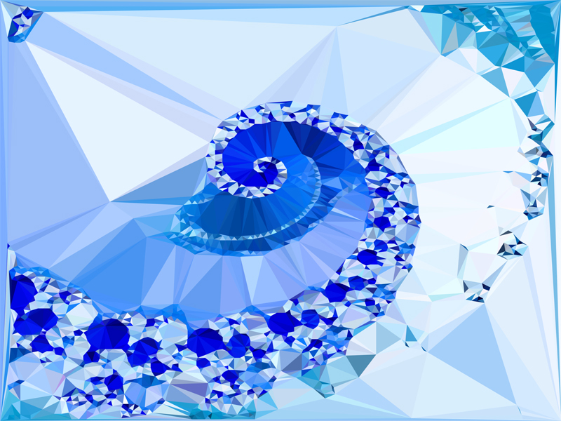 Fractal Art Wallpaper, Blue White Geometric