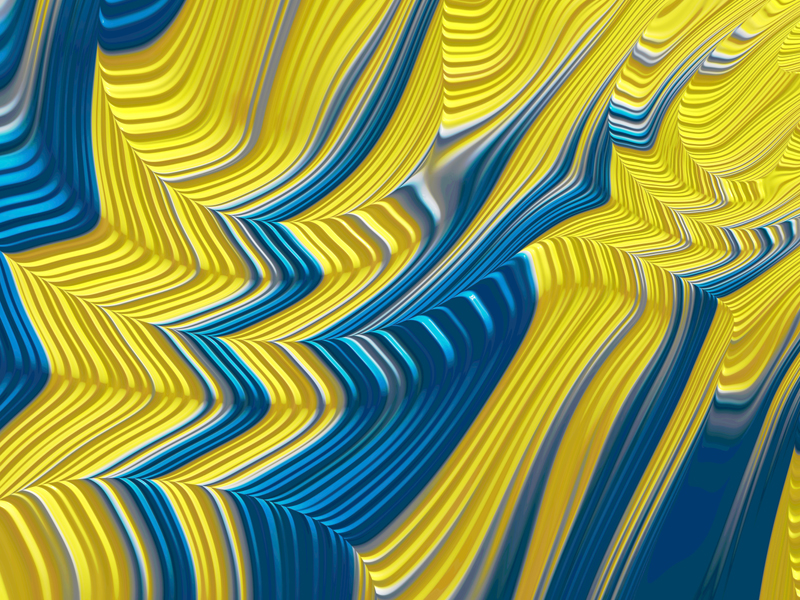 Fractal Art Wallpaper, Blue Yellow Landscape
