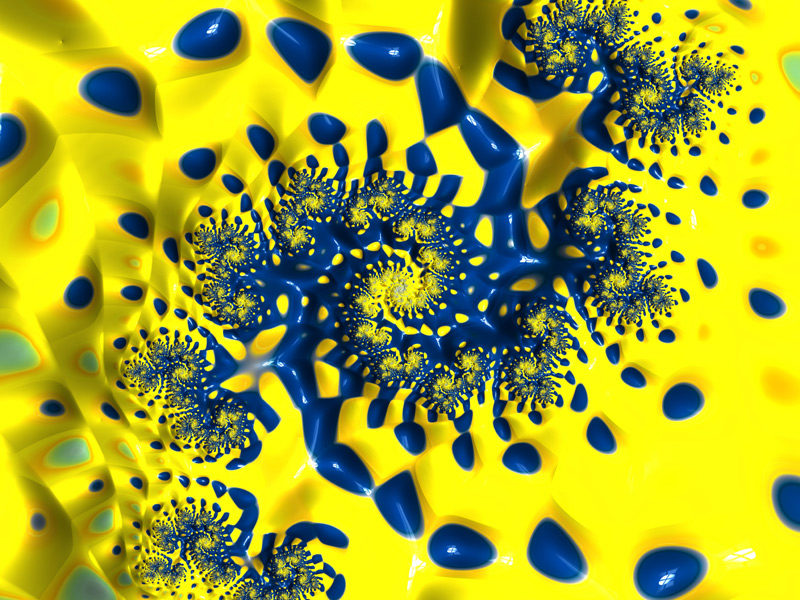 Fractal Art Wallpaper, Blue Yellow Light