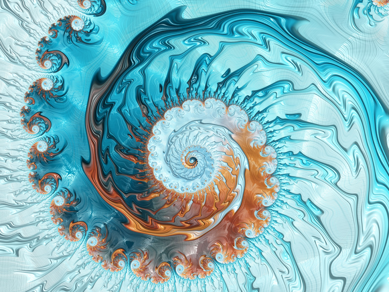 Fractal Art Wallpaper, Copper And Blue 2