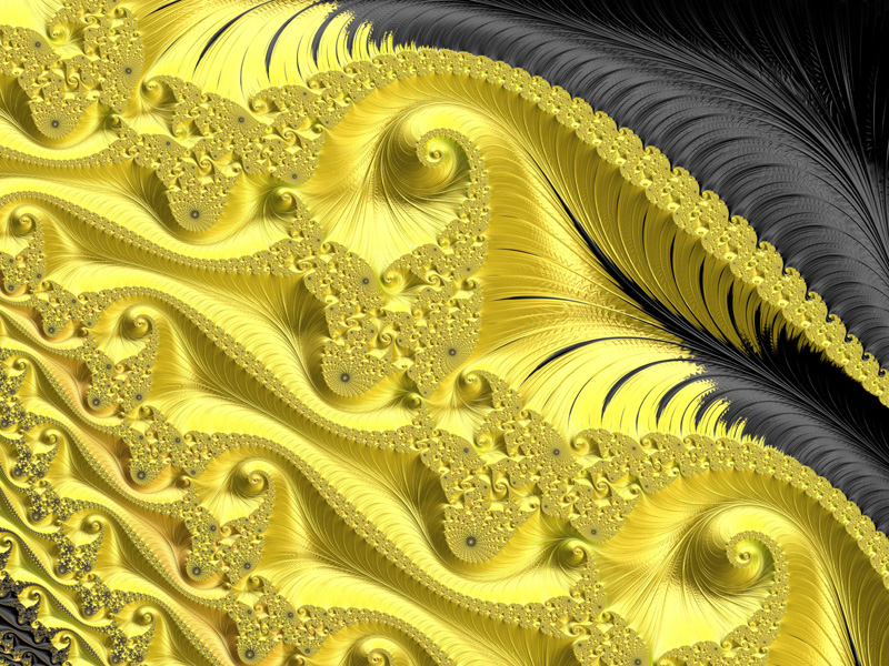 Fractal Art Wallpaper, Gold Gold Black