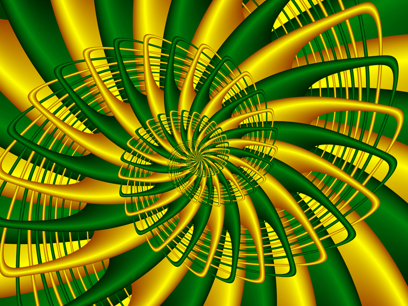 Fractal Art Wallpaper, Gold Green Whirl