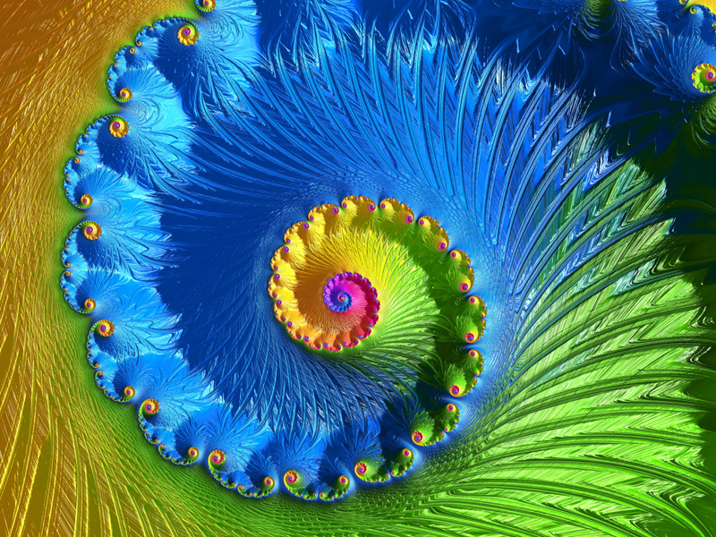 Fractal Art Wallpaper, Green Blue Yellow