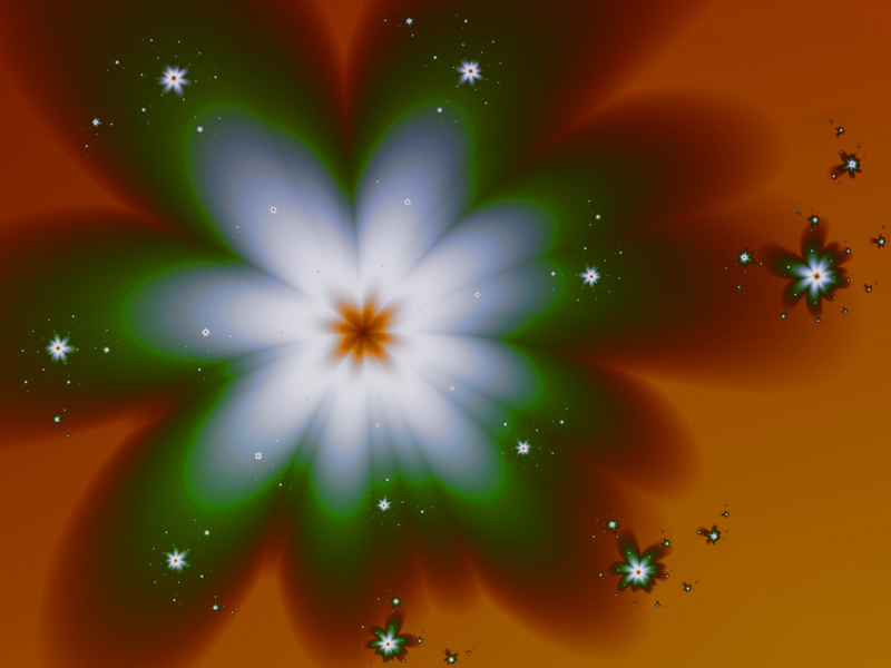 Fractal Art Wallpaper, Green Flowers 2