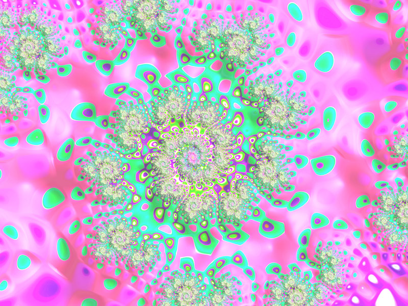 Fractal Art Wallpaper, Hot Pink And Green