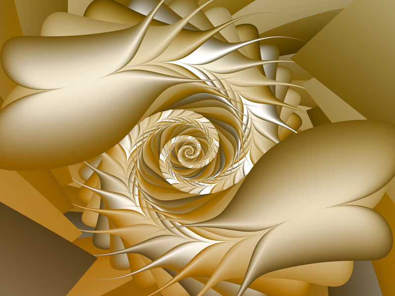 Fractal Art Wallpaper, New Gold Flowers