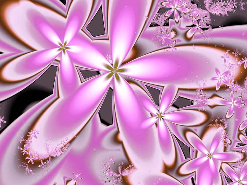 Fractal Art Wallpaper, Pink And White Flowers