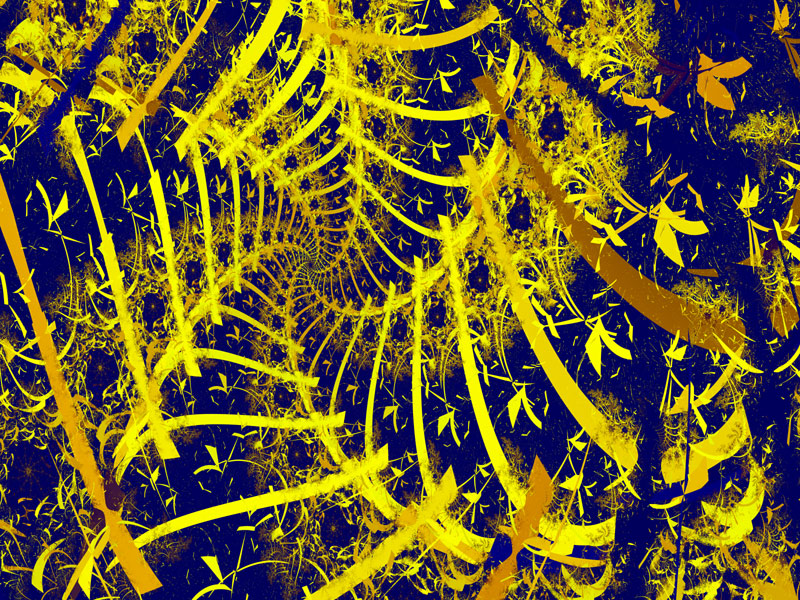 Fractal Art Wallpaper, Postmodern Blue Yellow