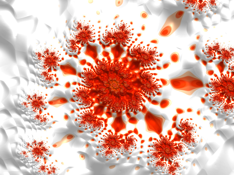 Fractal Art Wallpaper, Red On White