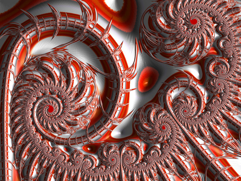 Fractal Art Wallpaper, Red White Frax