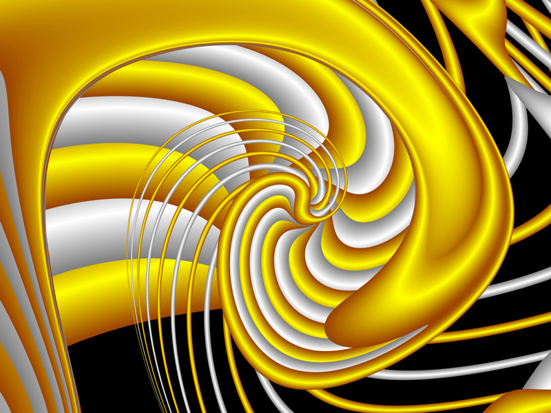 Fractal Art Wallpaper, Silver Gold Gnarl Curve