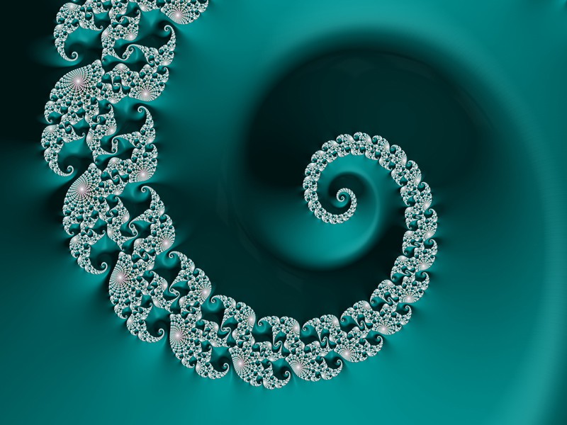 Fractal Art Wallpaper, Teal Spiral Frax