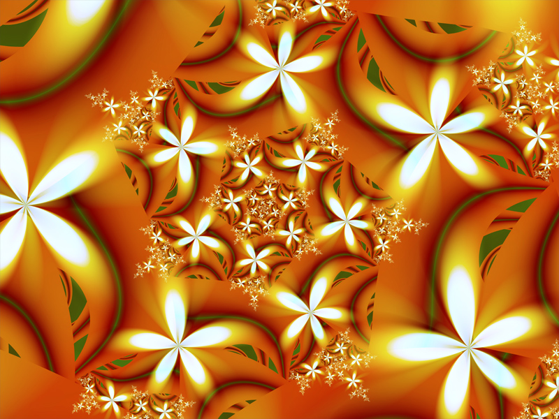 Fractal Art Wallpaper, White Flowers 2