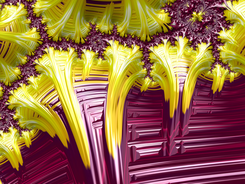 Fractal Art Wallpaper, Yellow Burgundy Cathedral