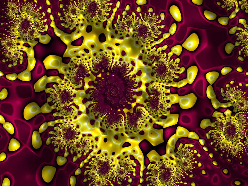 Fractal Art Wallpaper, Yellow Burgundy Frax