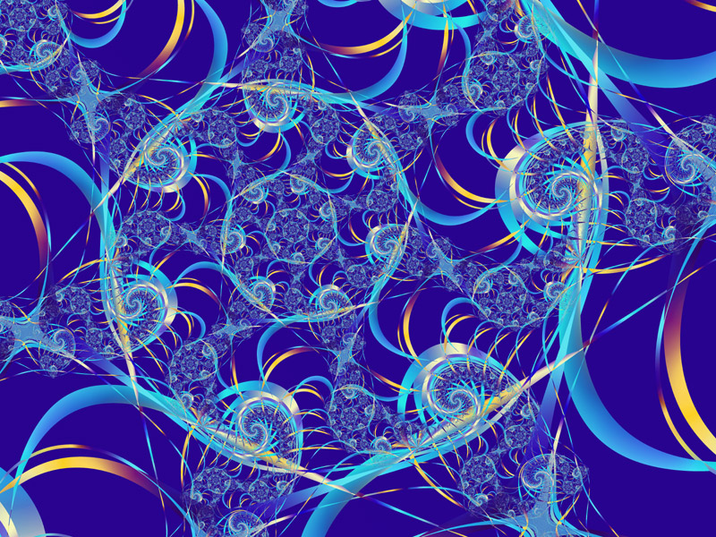 Fractal Art Wallpaper, Blue Geometry