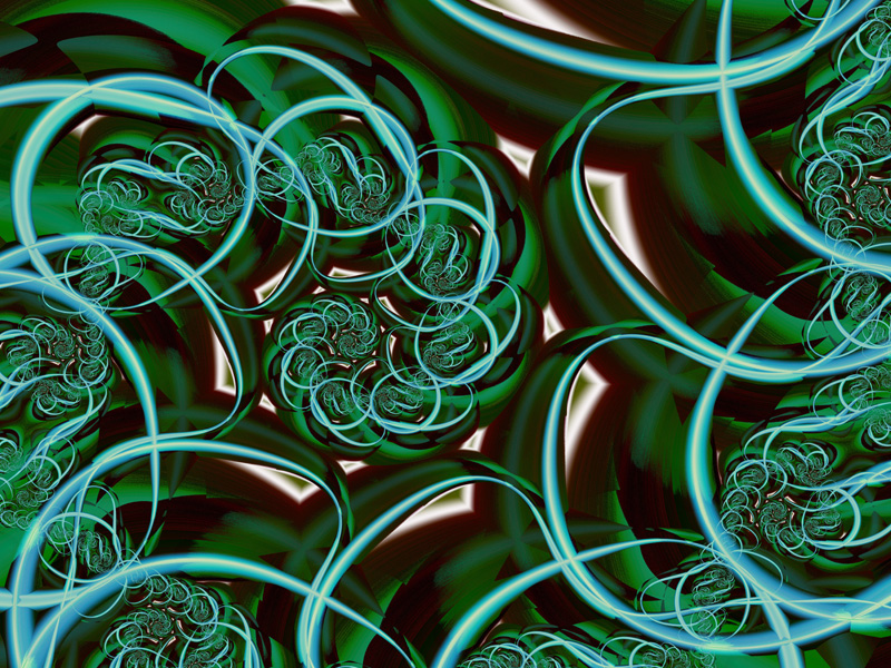 Fractal Art Wallpaper, Blue Green Lattice