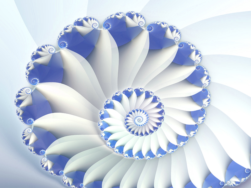 Fractal Art Wallpaper, Blue Nautilus