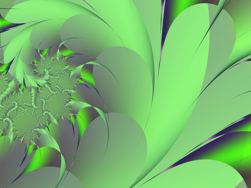 Fractal Art Wallpaper, Green Leaf