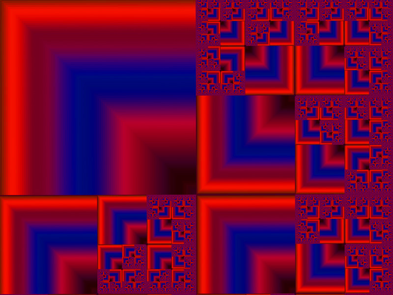 Fractal Art Wallpaper, Red Blue Square